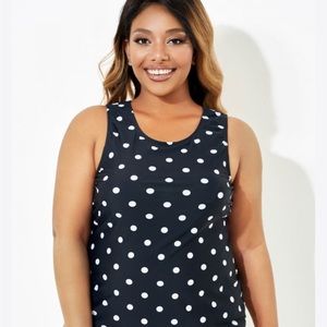 NWT Black Polka Dot Tankini Top